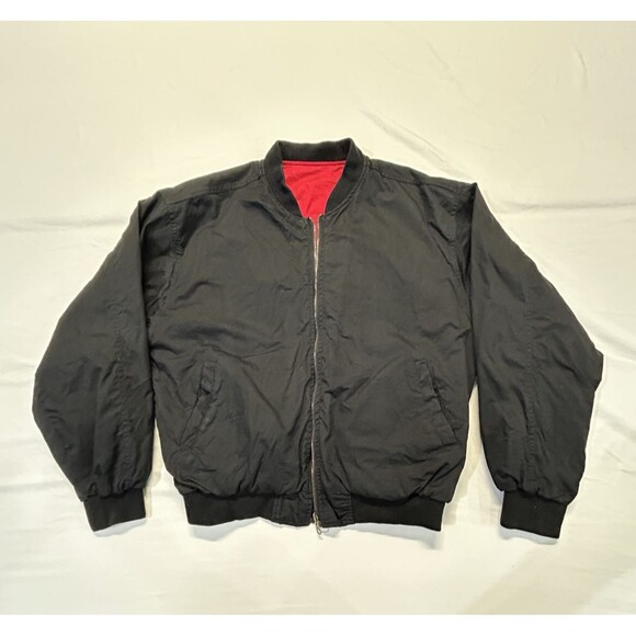 Vintage 90`s Marlboro Jacket Mens Medium Black/Red Reversible Bomber B13 - Picture 3 of 10